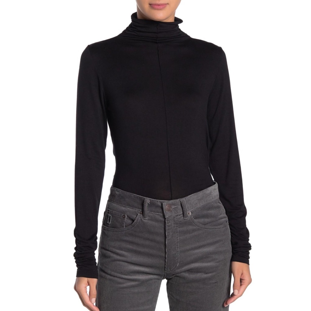Kinross Black Ruched Turtleneck Top Sweater Small